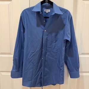 Yves Saint Laurent Menβs 15 collar Classic Blue Button-Up Shirt